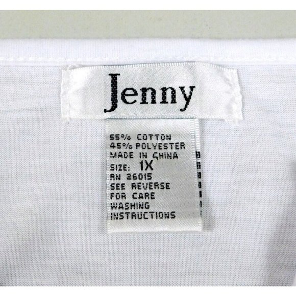 JENNY Womens Sleeveless Summer Top 1X White Cotton Blend Accent Stitching - Picture 6 of 6